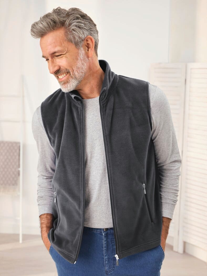 Stehkragen Fleeceweste Anthrazit