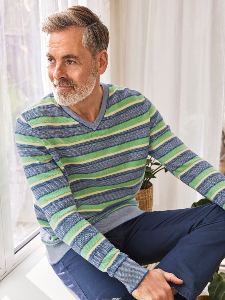 Baumwoll-Pullover Pima Cotton Marine gestr.