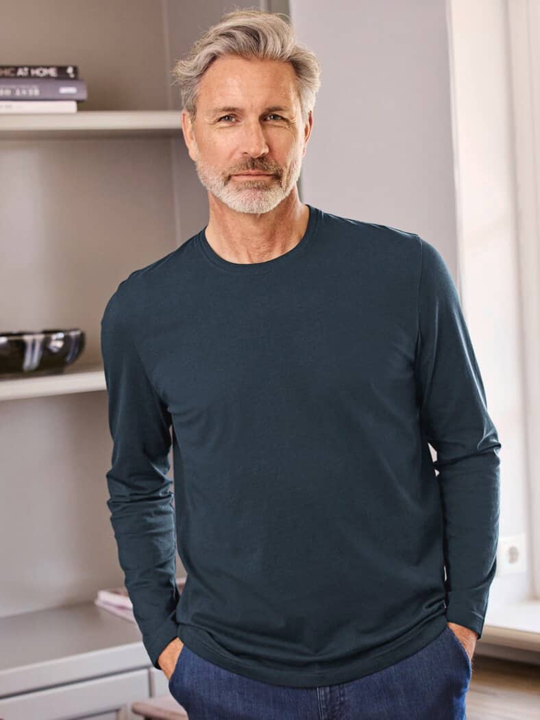 Langarm-Shirt Baumwolle Marine