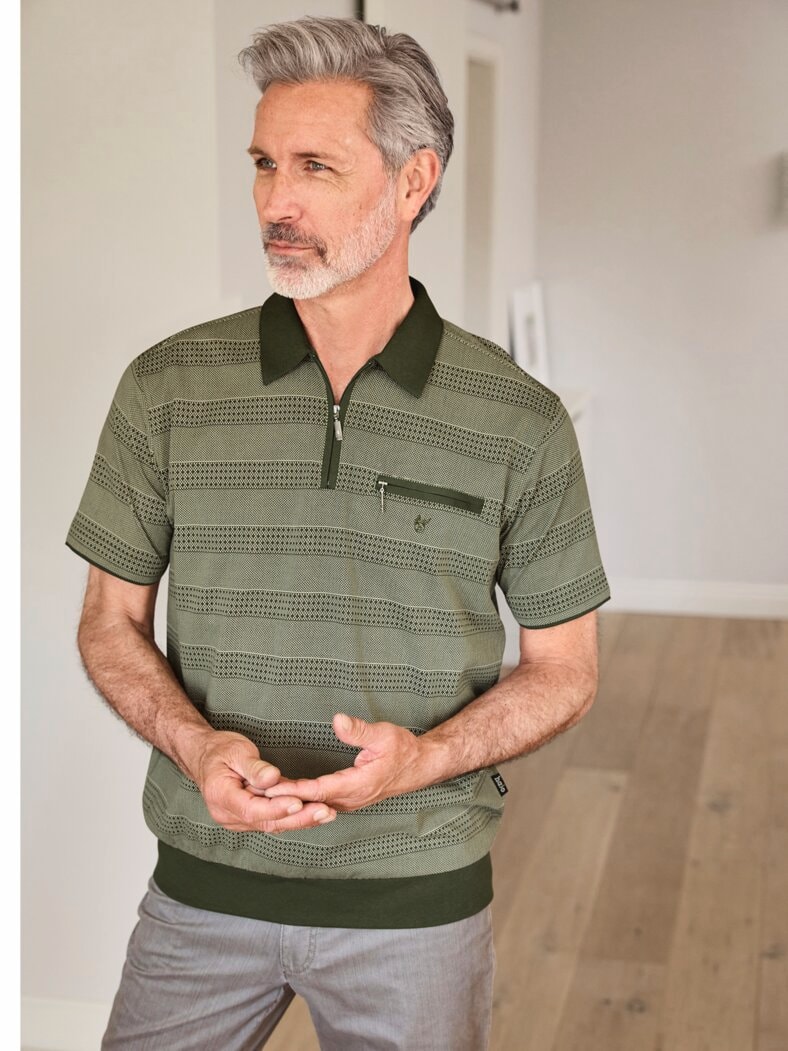 Strick-Poloshirt Olive