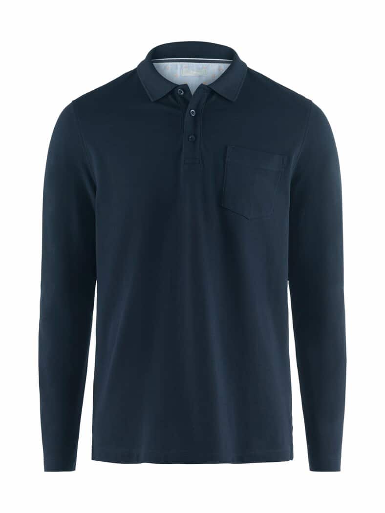 Langarm Polo Pima Cotton Marine