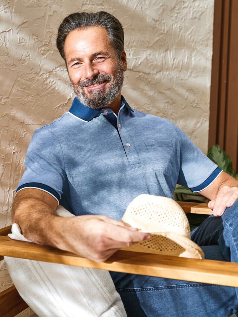 Extrafrisch-Poloshirt Blau meliert