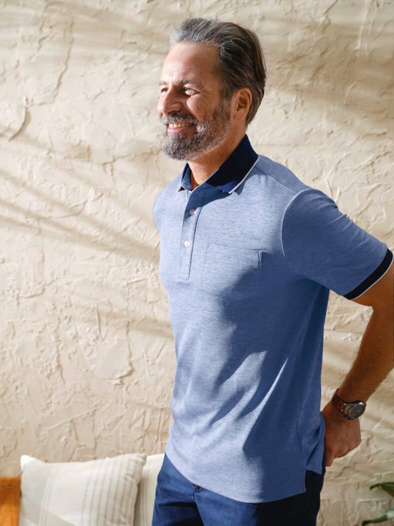 Extrafrisch-Poloshirt Blau meliert