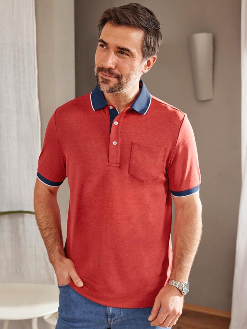 Extrafrisch-Poloshirt Rot meliert