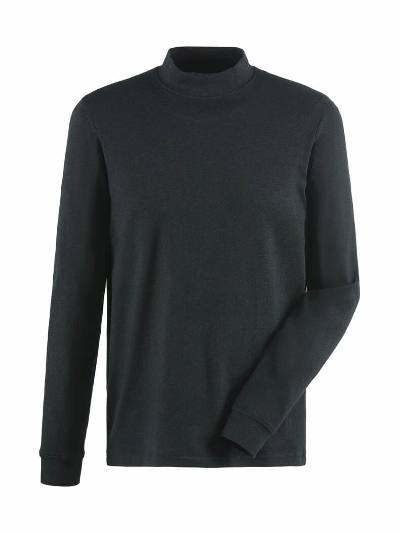 Langarm Shirt Stehkragen Anthrazit