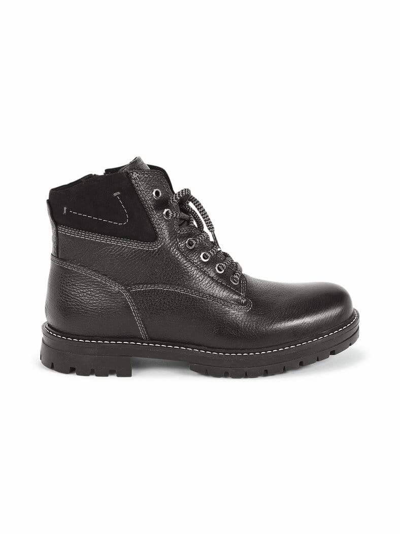RV-Schnür Bootie Lammfell Schwarz