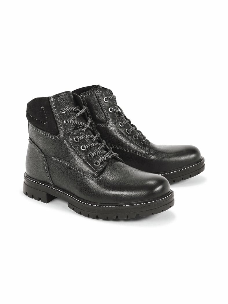 RV-Schnür Bootie Lammfell Schwarz