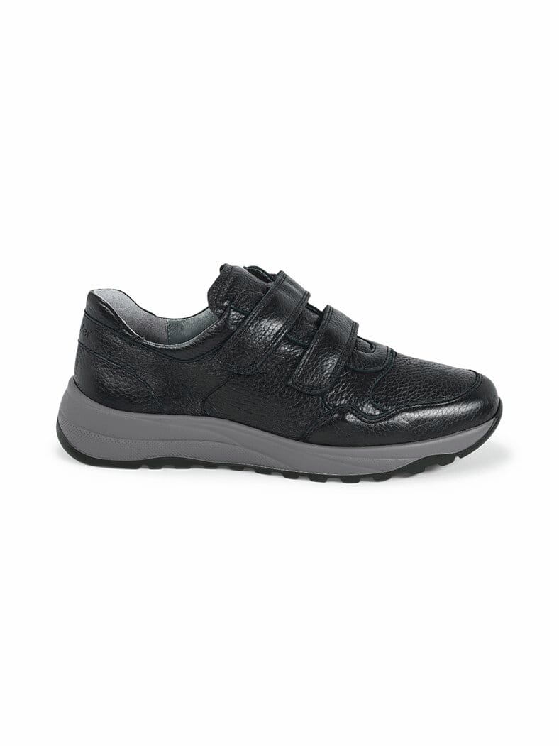 Waldläufer-Hirschleder Klettschuh Schwarz
