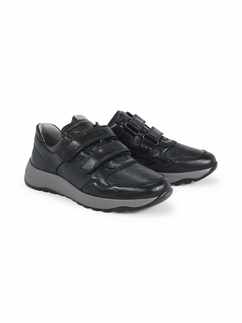 Waldläufer-Hirschleder Klettschuh Schwarz