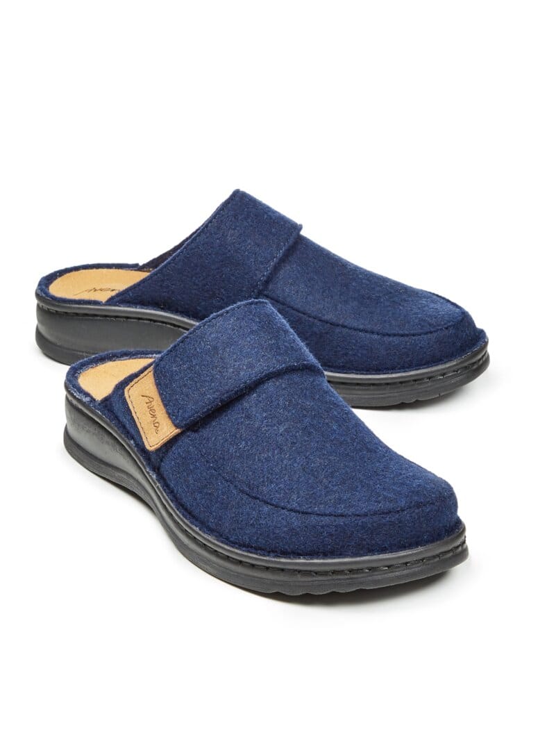 Wollfilz-Klett-Pantolette Marine