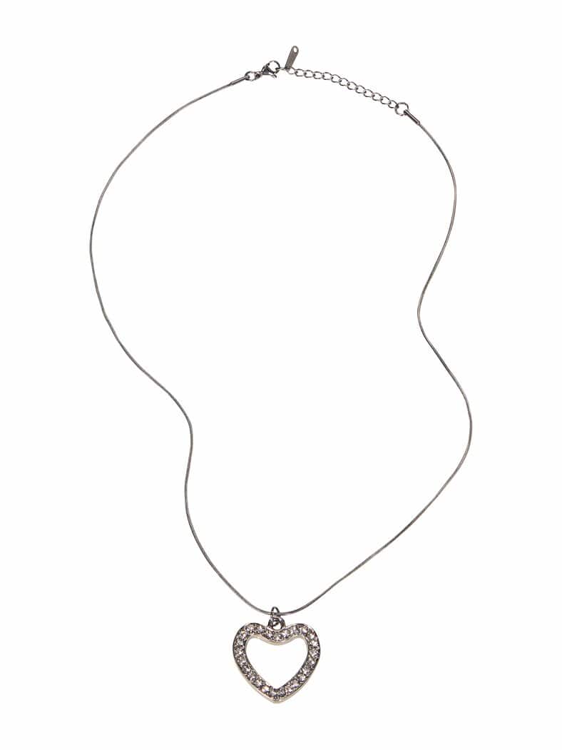 Kristallherz-Halskette Silber