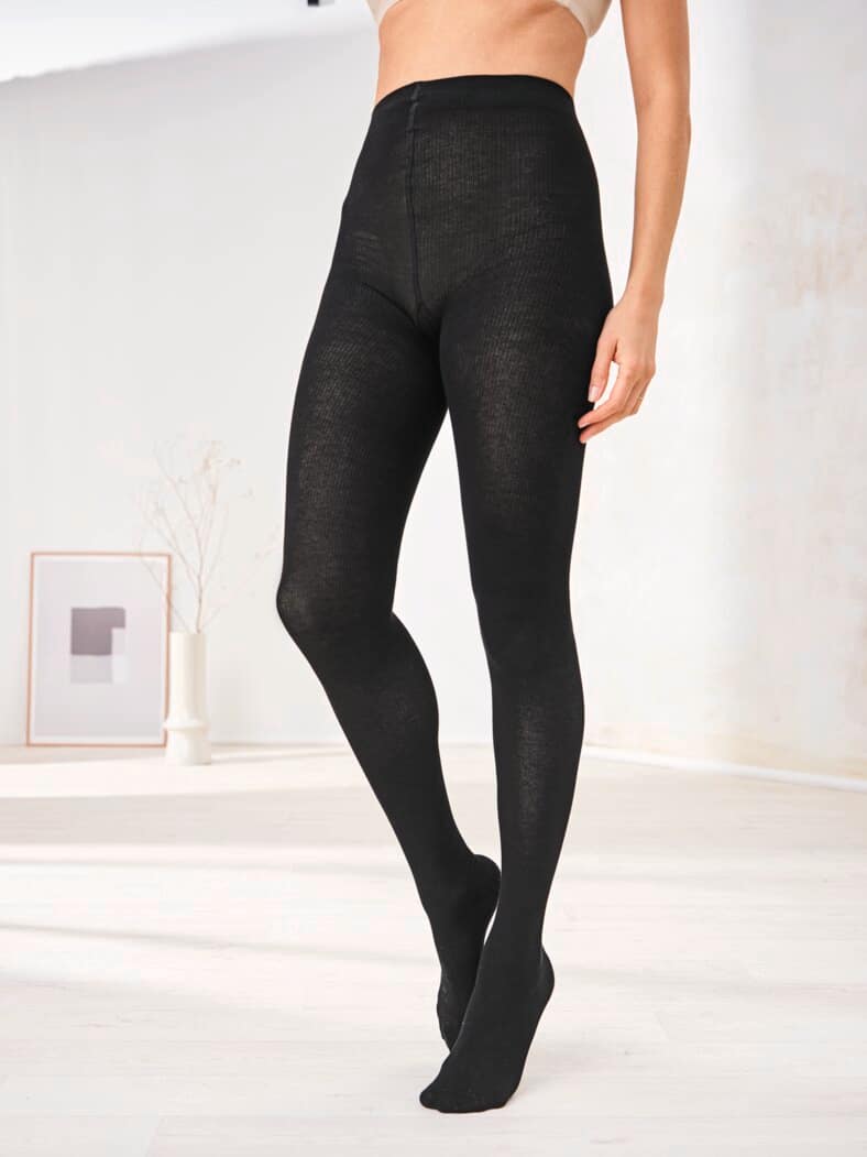 Stützstrumpfhose Bio-Baumwolle Schwarz