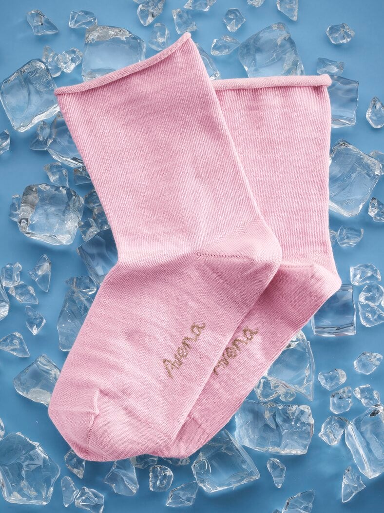 Coolmax Socke mit Rollkante 2 Paar Rosa