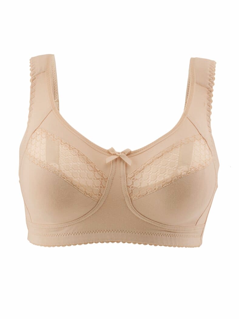 Baumwoll-BH Komfort Plus Puder gemustert