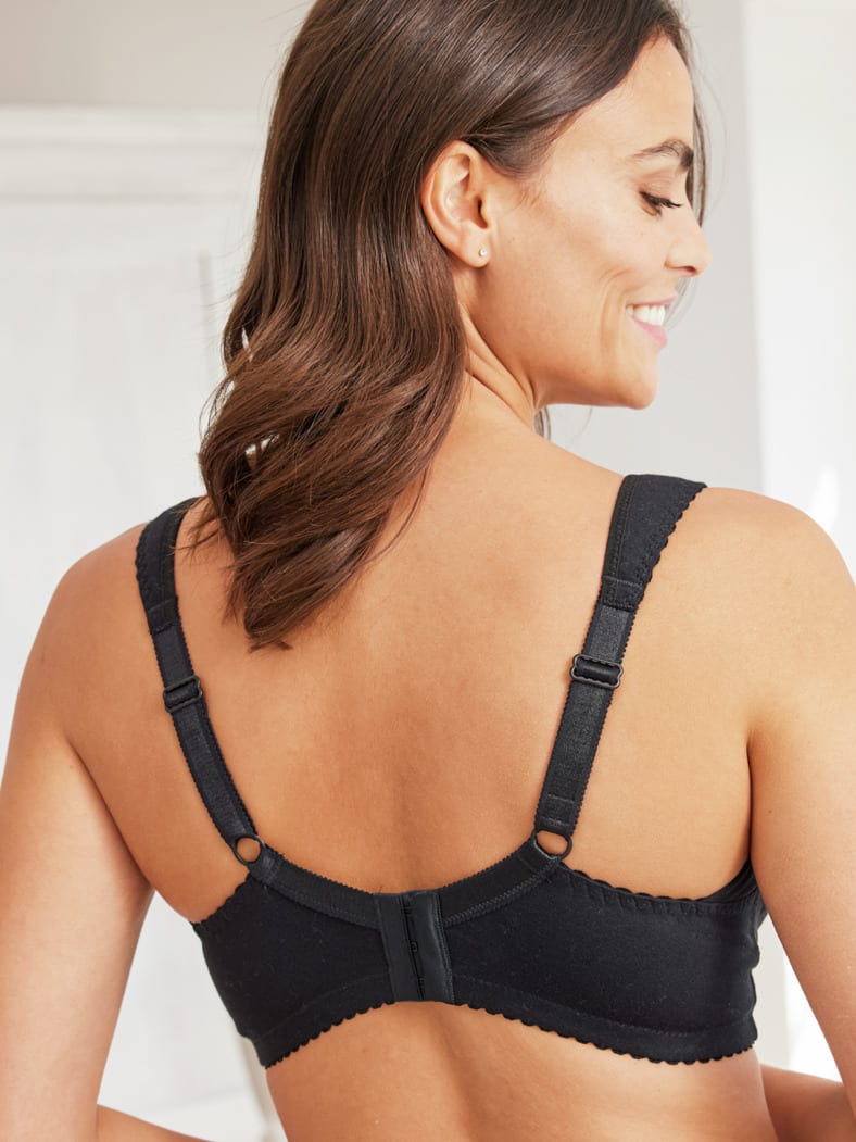 Baumwoll-BH Komfort Plus Schwarz geblümt