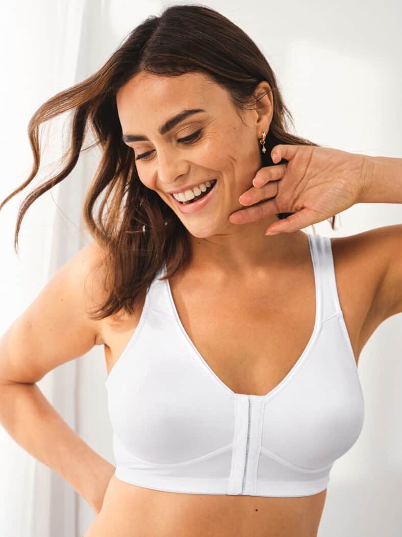 Vorderverschluss-BH Seidenglanz Weiß