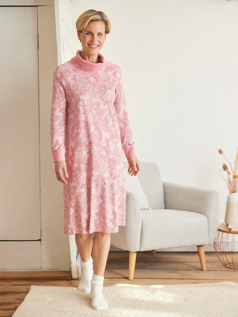 Nachtkleid Thermowärme Rose bedruckt