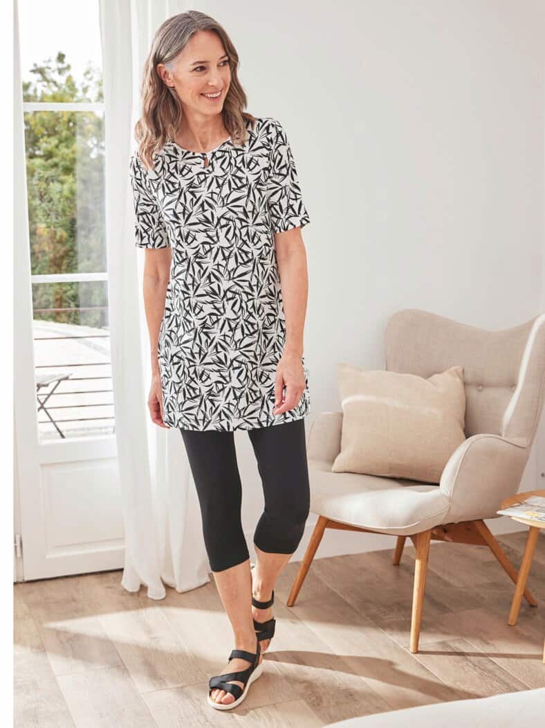 3/4 Stretch-Leggings Schwarz