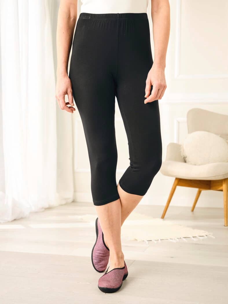 3/4 Stretch-Leggings Schwarz