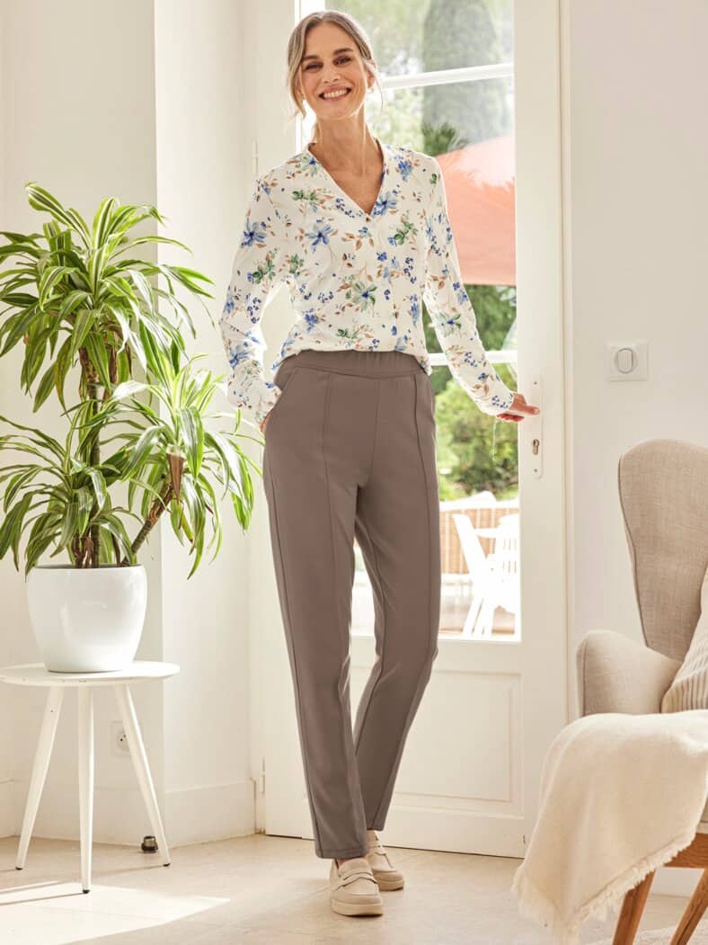 Jersey-Hose Relaxed-Fit Beige