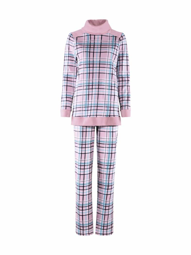 Schlafanzug Thermowärme Flieder kariert