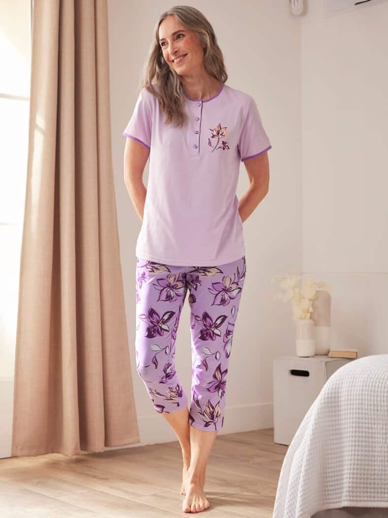 Baumwoll-Schlafanzug 2er-Pack Flieder