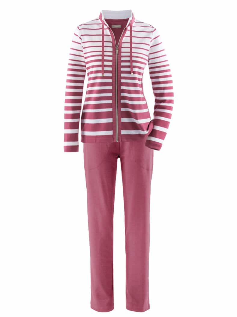 Streifen-Hausanzug Ottoman Waldbeere gestr