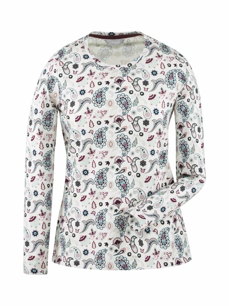 Baumwoll-Shirt Blüten-Paisley Weiß gemustert