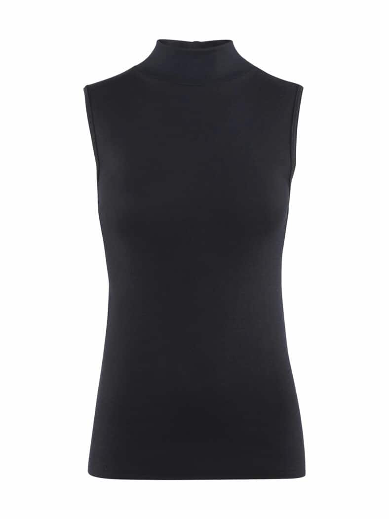 Bio-Baumwoll-Unterhemden Stehkragen Schwarz