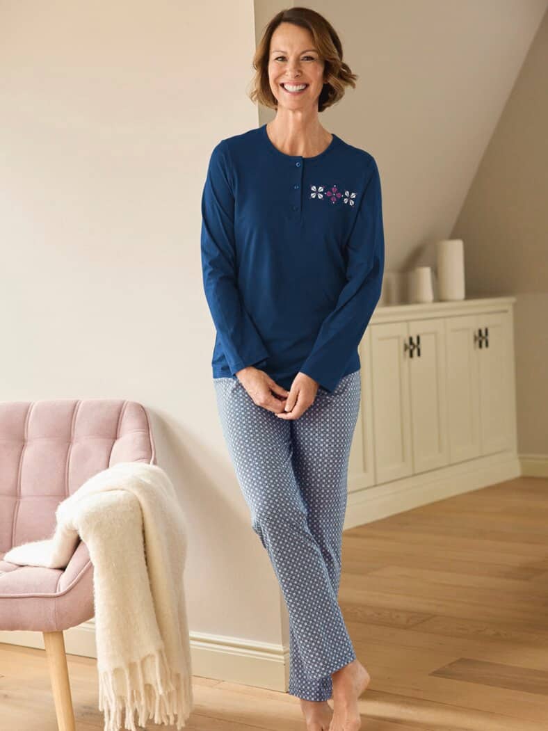 Baumwoll-Schlafanzug 2er Pack Violett/Marine