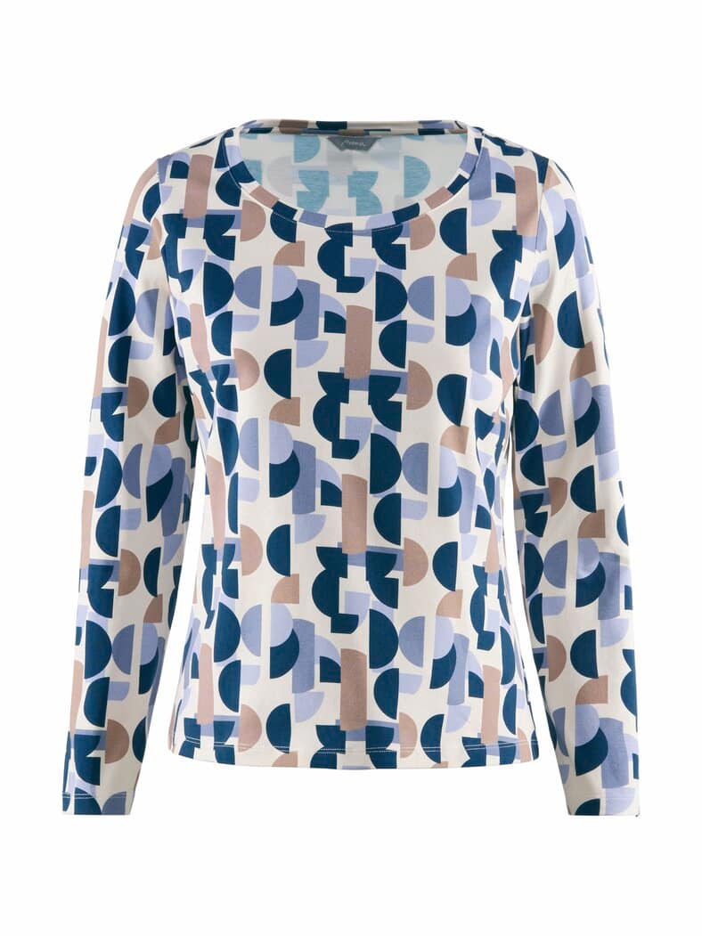 Komfort-Langarmshirt Allover-Muster Blau