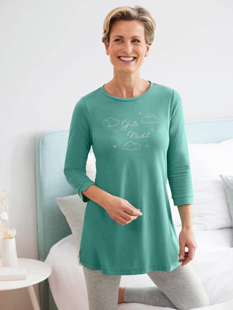 Baumwoll-Schlafanzug Gute Nacht Salbei-Grau