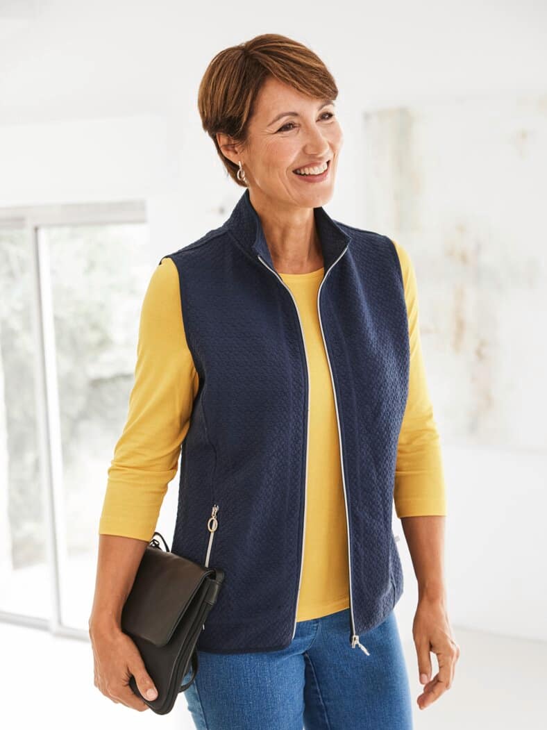 Jaquard-Weste Marine