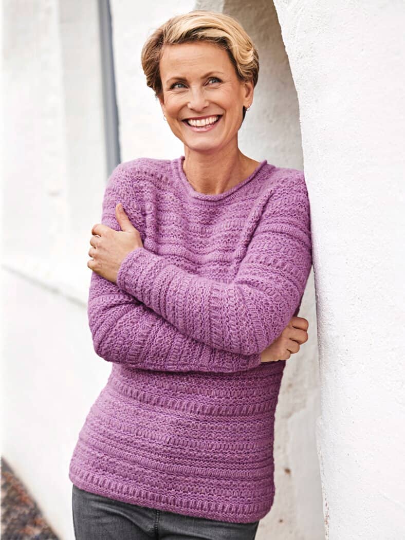 Alpaka-Pullover-Strukturstrick Lima Flieder