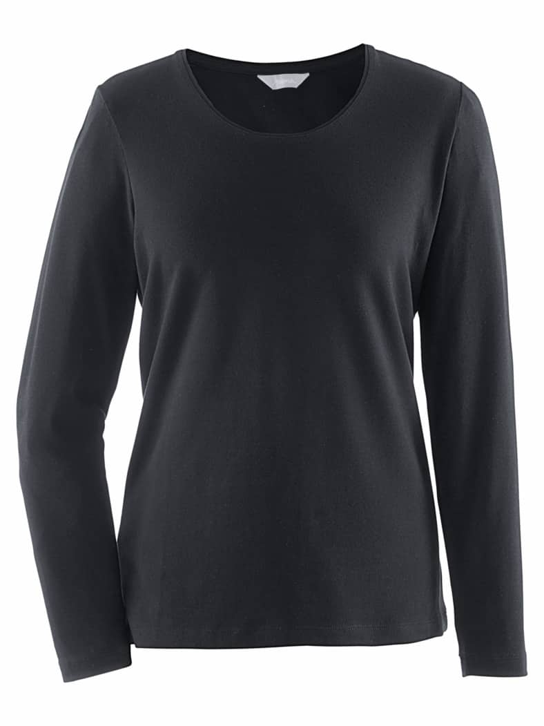 Langarm-Shirt Baumwolle Schwarz