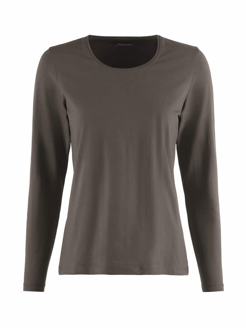 Langarm-Shirt Baumwolle Kaffee