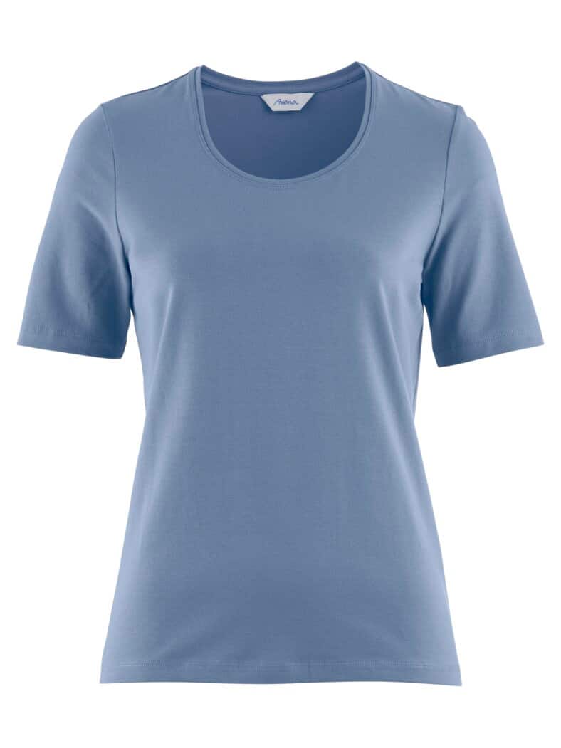 Halbarm-Shirt Baumwolle Indigo