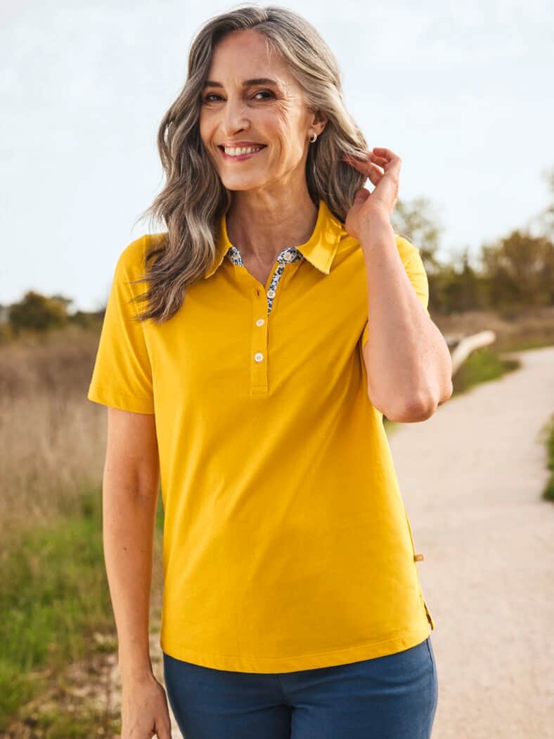 Baumwoll-Poloshirt Liberty Kragen Safran