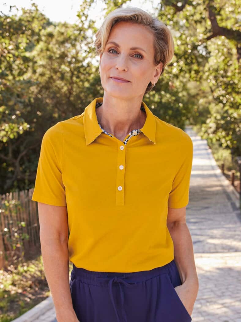 Baumwoll-Poloshirt Liberty Kragen Safran