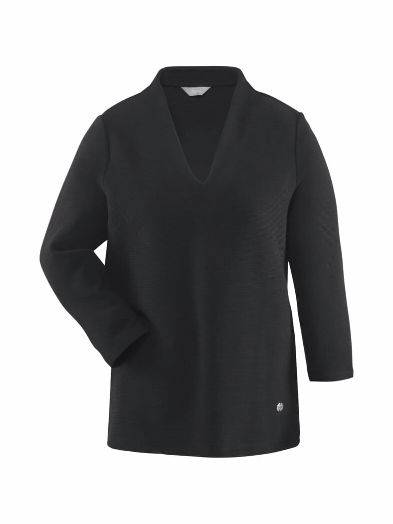 Ottoman-Kelchkragen-Shirt Schwarz
