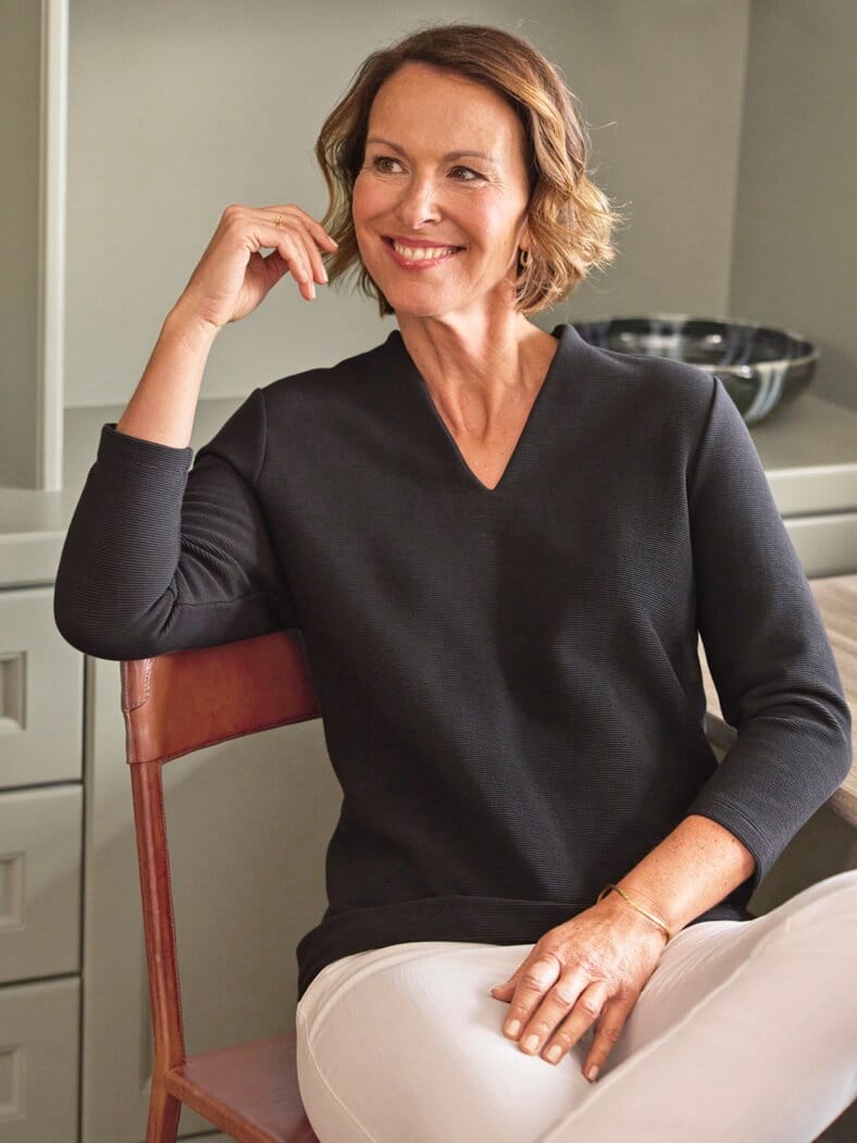 Ottoman-Kelchkragen-Shirt Schwarz