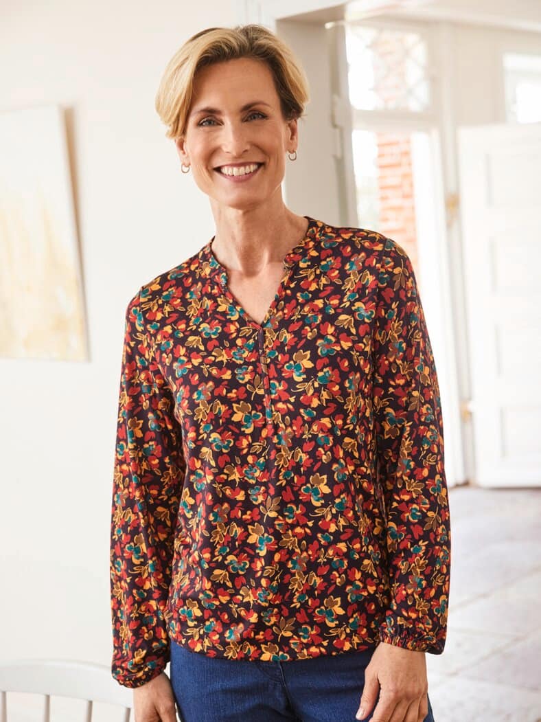 Langarm-Shirt Millefleurs Terra geblümt