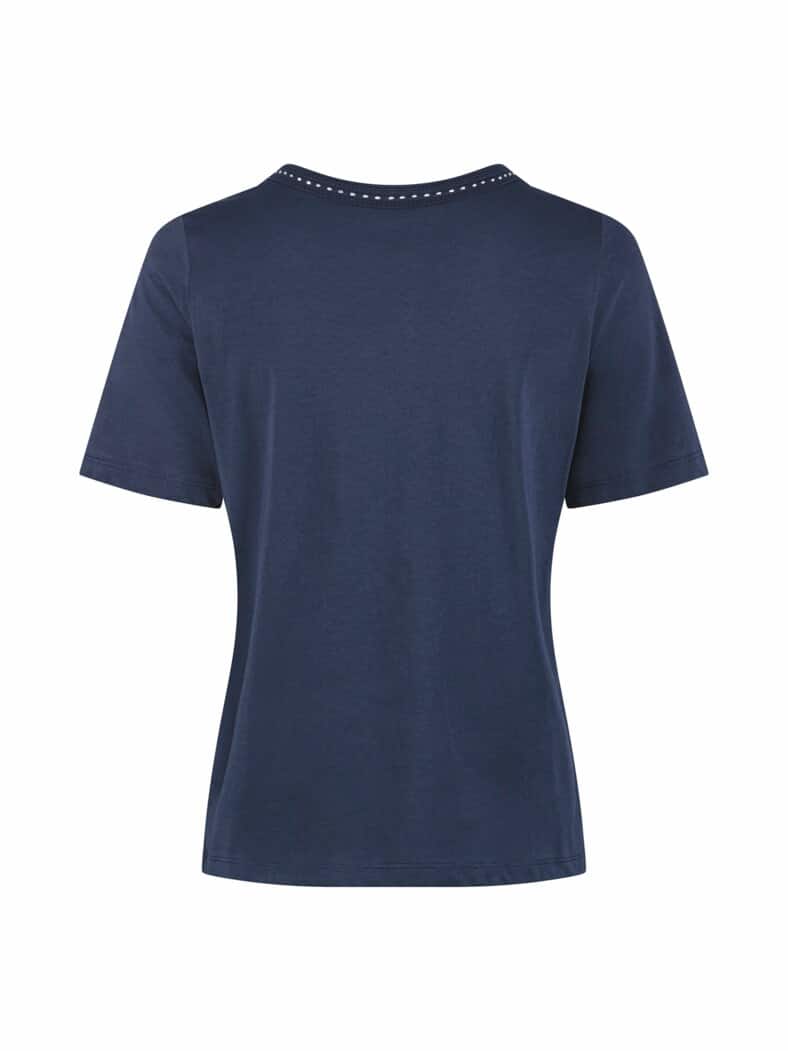 V-Ausschnitt Shirt Schmuckdetails Blau
