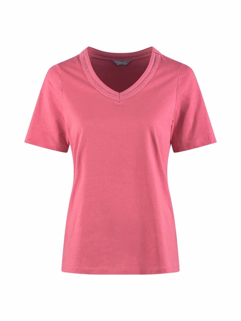 V-Ausschnitt Shirt Schmuckdetails Beere