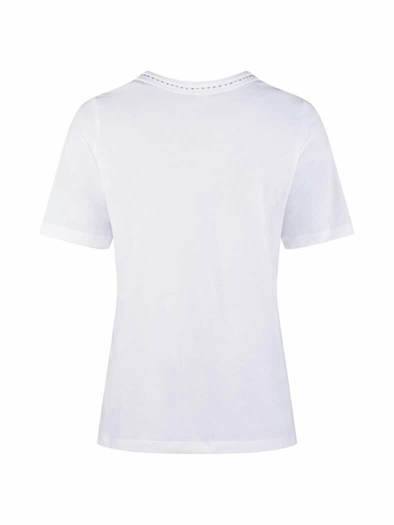 V-Ausschnitt Shirt Schmuckdetails Weiß