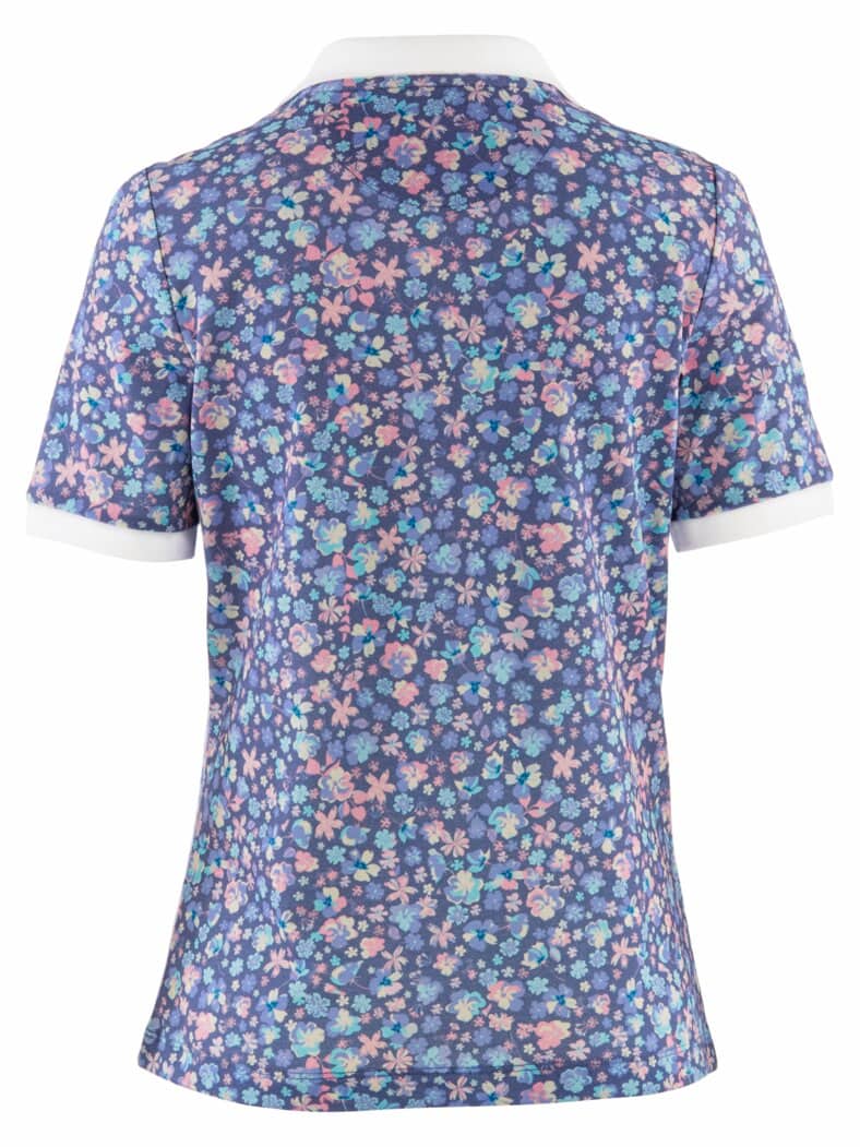 Poloshirt Bio-Baumwolle Blau geblümt