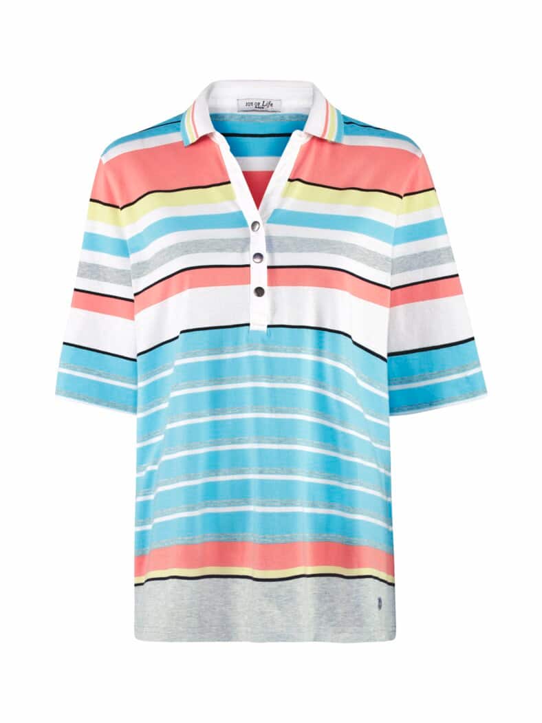 Halbarm-Poloshirt Lagune Pastell gestr.