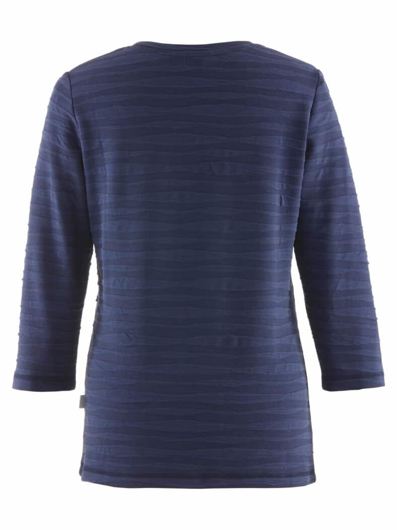 Rundhals-Shirt Strukturmuster Marine