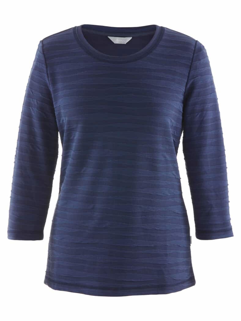 Rundhals-Shirt Strukturmuster Marine