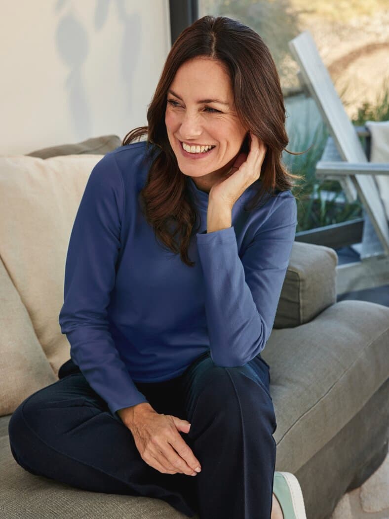 Stehkragen-Shirt Pfirsichweich Marine